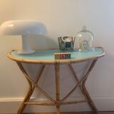 Blue rattan console