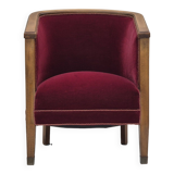 1950s, Danish armchair, original condition, furniture velour, beech wood.