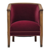 Années 1950, fauteuil danois, état d'origine, meuble velours, bois de hêtre.