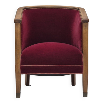 Années 1950, fauteuil danois, état d'origine, meuble velours, bois de hêtre.