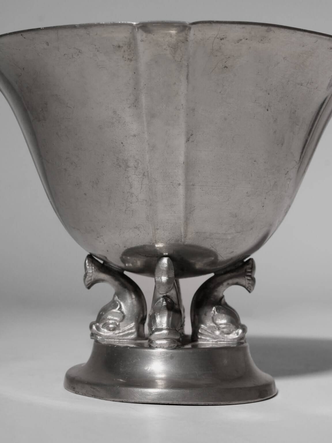 Art Deco Pewter Dolphins Bowl From GAB, 1935, Sweden