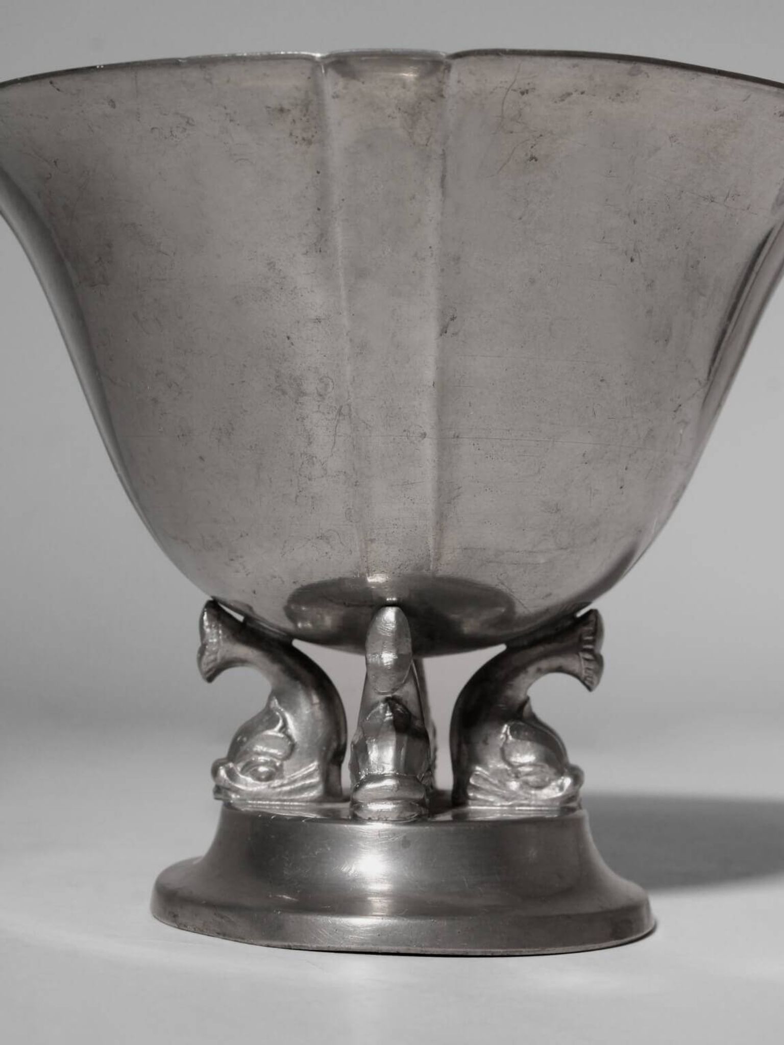 Art Deco Pewter Dolphins Bowl From GAB, 1935, Sweden