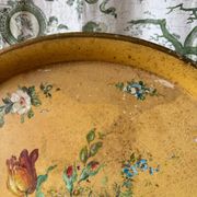Old and large painted sheet metal tray / late 19th century
