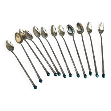 Boxed set of indonesion silver spoons