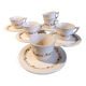 6 tasses et sous-tasses rose modèle Betty faïenc. de Longwy 1930