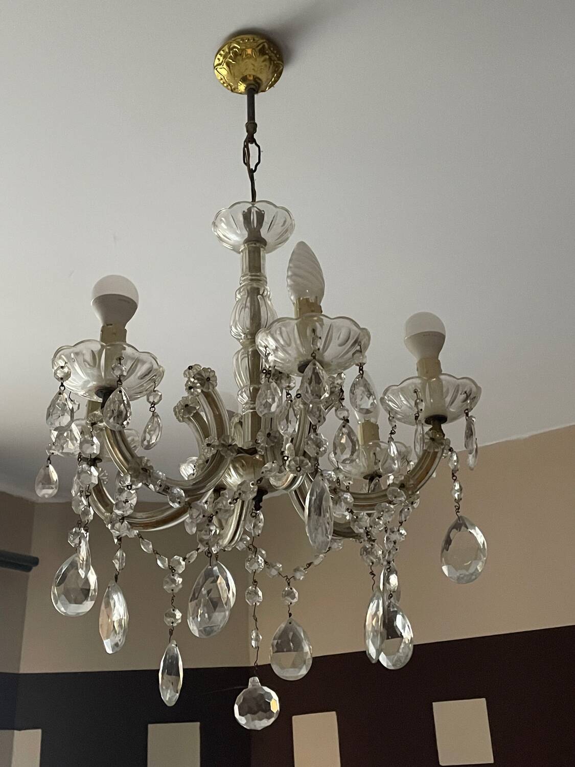 Antique Murano 5-branch tassel chandelier