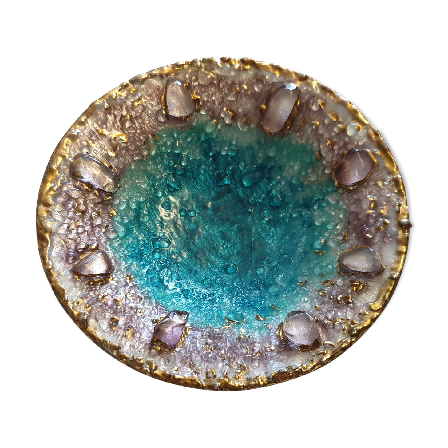 empty pocket, cup, ashtray, art enamels of Limoges around 1970