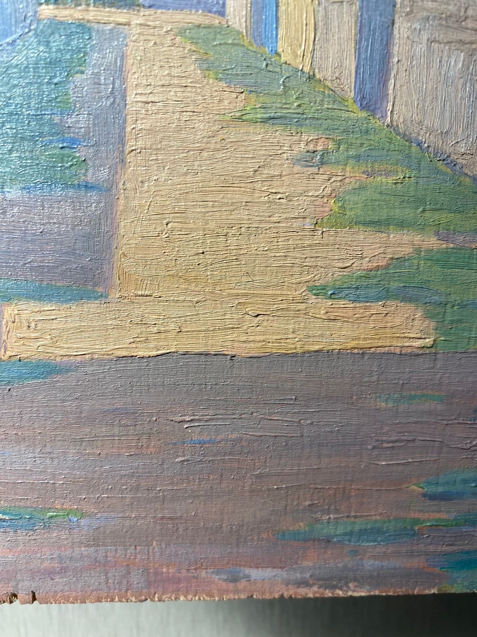 Old painting, landscape Monts du Lyonnais, signed, mid-twentieth century