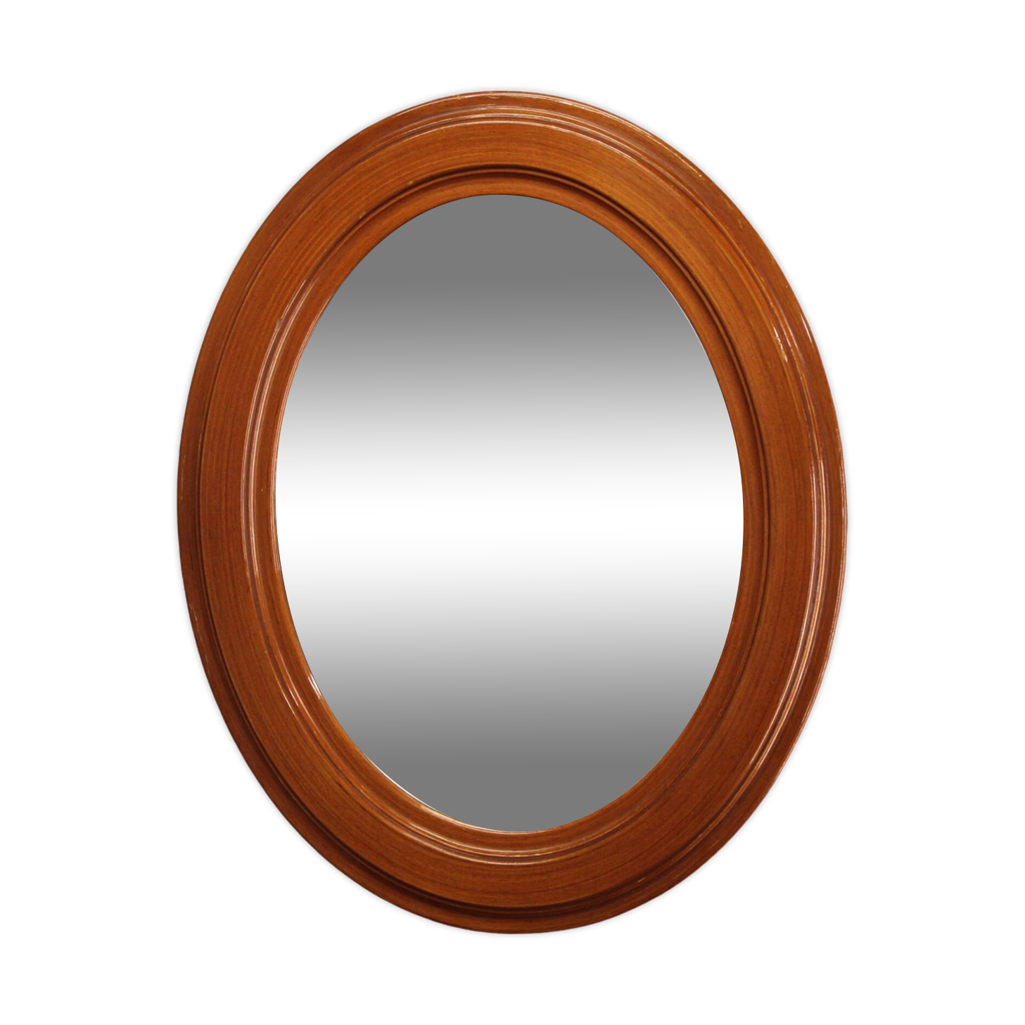 1970s Oval Wooden Mirror, Italy