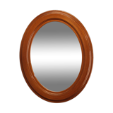 1970s Oval Wooden Mirror, Italy