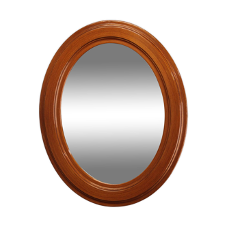 1970s Oval Wooden Mirror, Italy