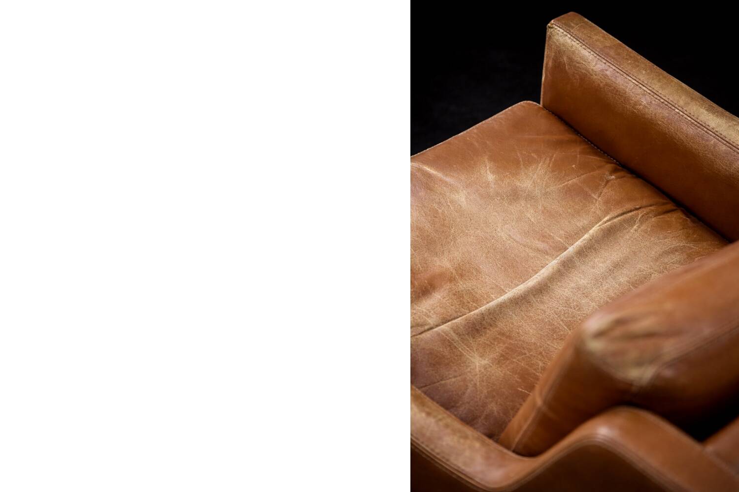 Vintage Mid-Century Danish Modern Brown Leather Easy Chair Model 39