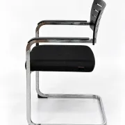 Set of 6 Züco cantilever chairs, black wood and chrome.