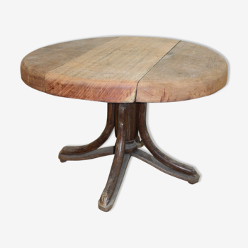 Table basse ronde pivotante en bois