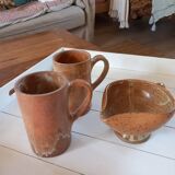 2 mugs + stoneware creamer