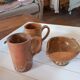 2 mugs + stoneware creamer