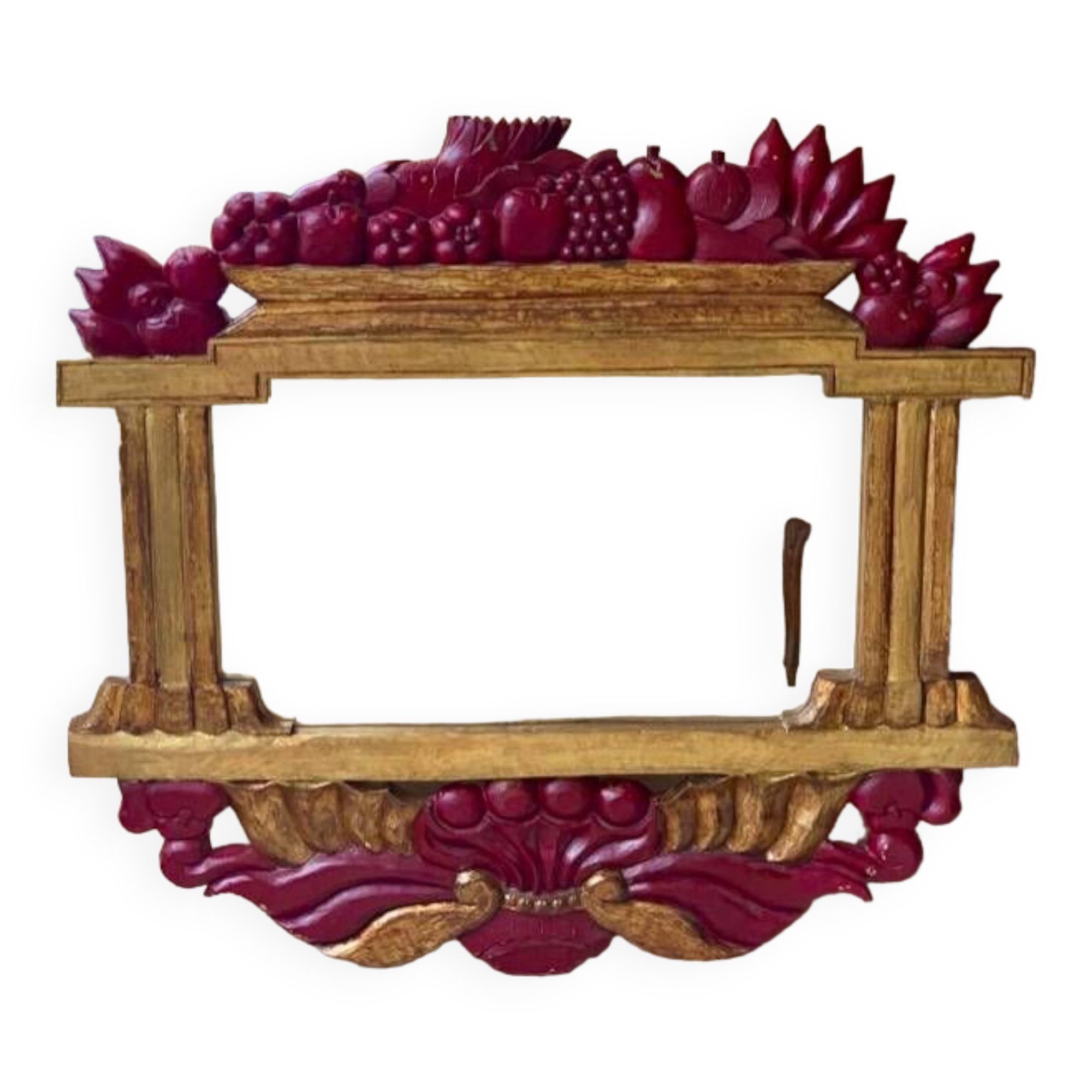 LARGE ITALIAN MIRROR in ART DECO style in gilded wood with fruit decoration