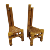 Set of 2 vintage bamboo side chairs, 1970