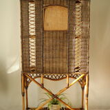 Shelf, console, bamboo, vintage wicker