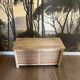 Oak storage chest with rattan caning