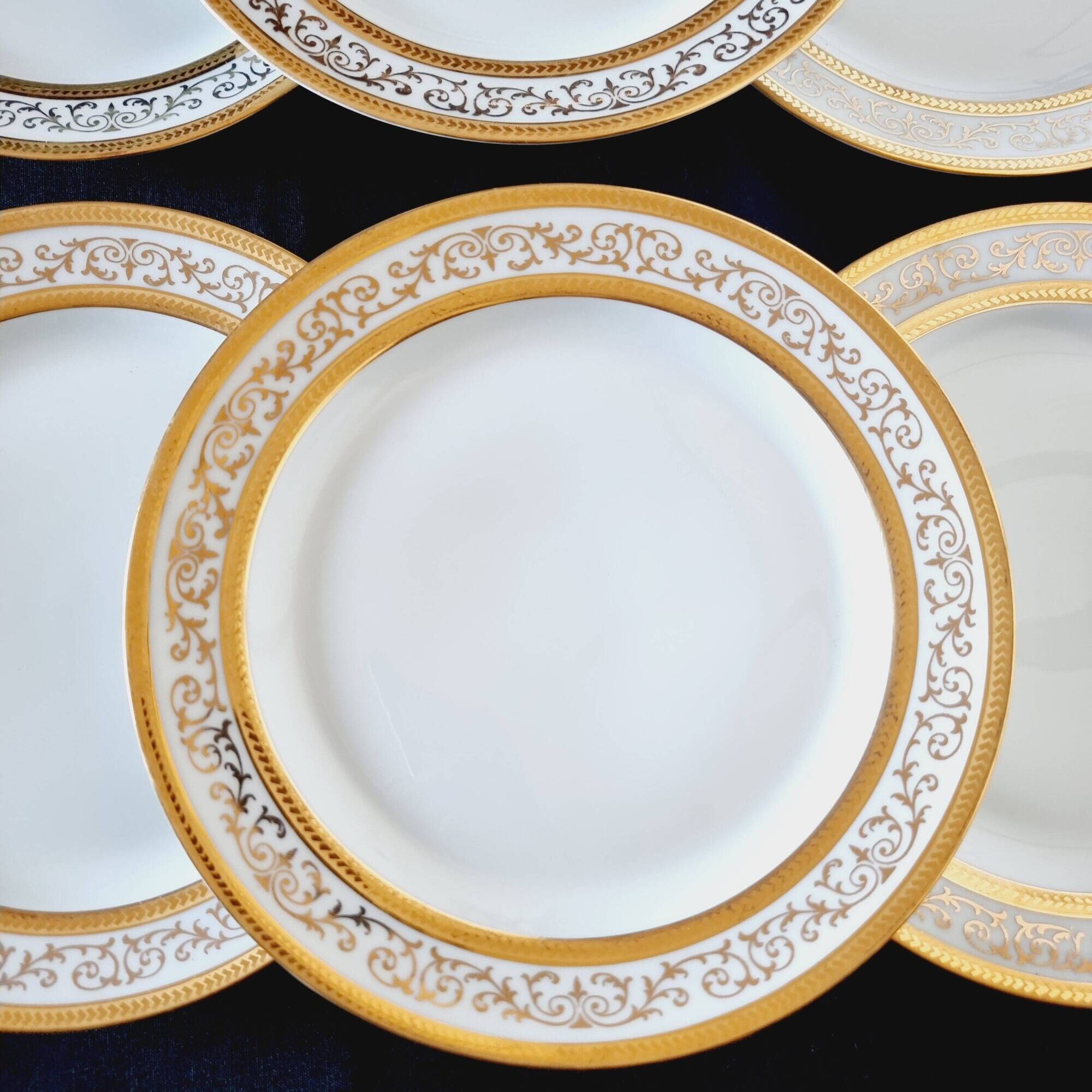 Set of 6 Limoges porcelain soup plates, decorated with gold 24
