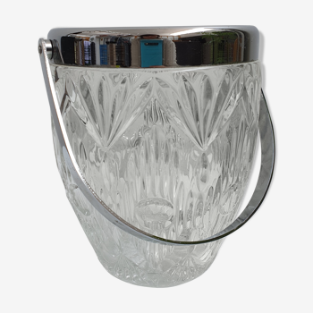 Gatsby style glass and metal ice bucket