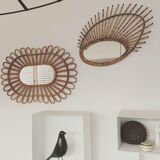 Flower rattan mirror