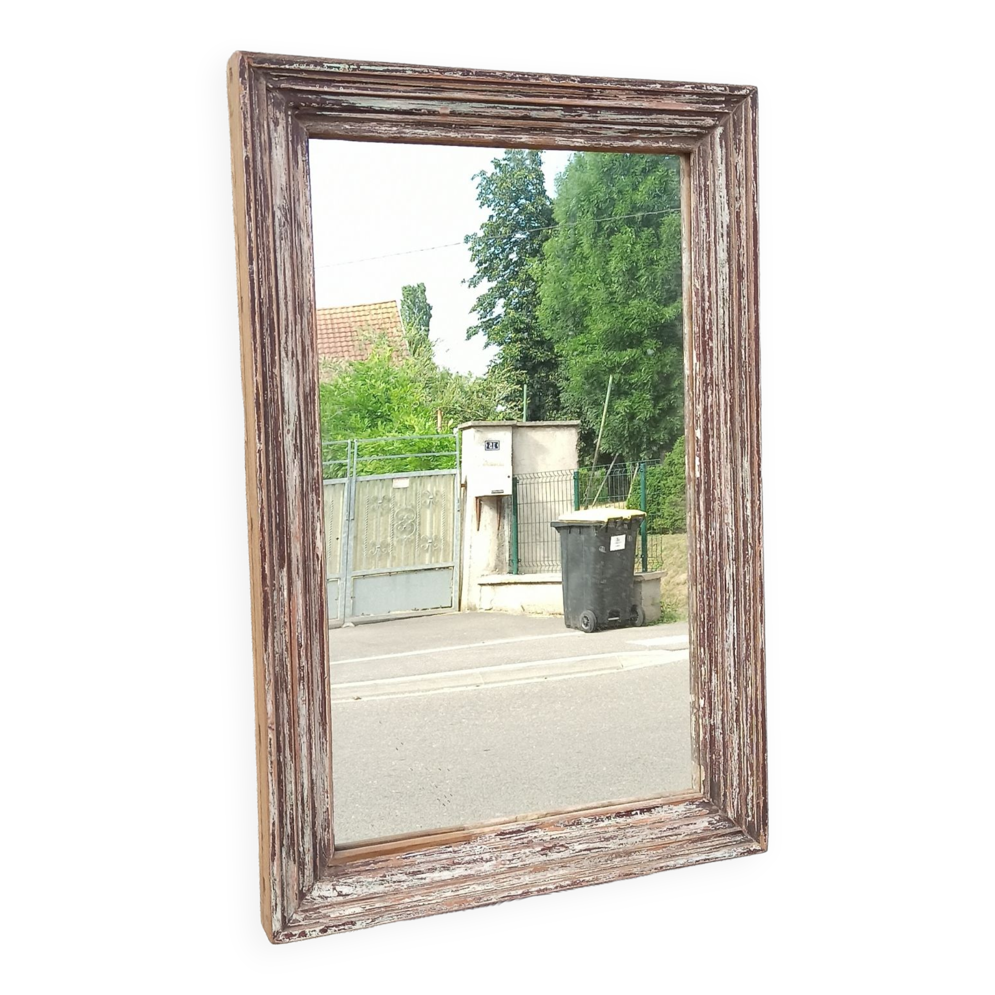 Rectangular mirror in old wood