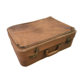 Ancienne valise cuir marron années 70 vintage