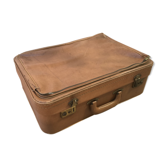 Ancienne valise cuir marron années 70 vintage