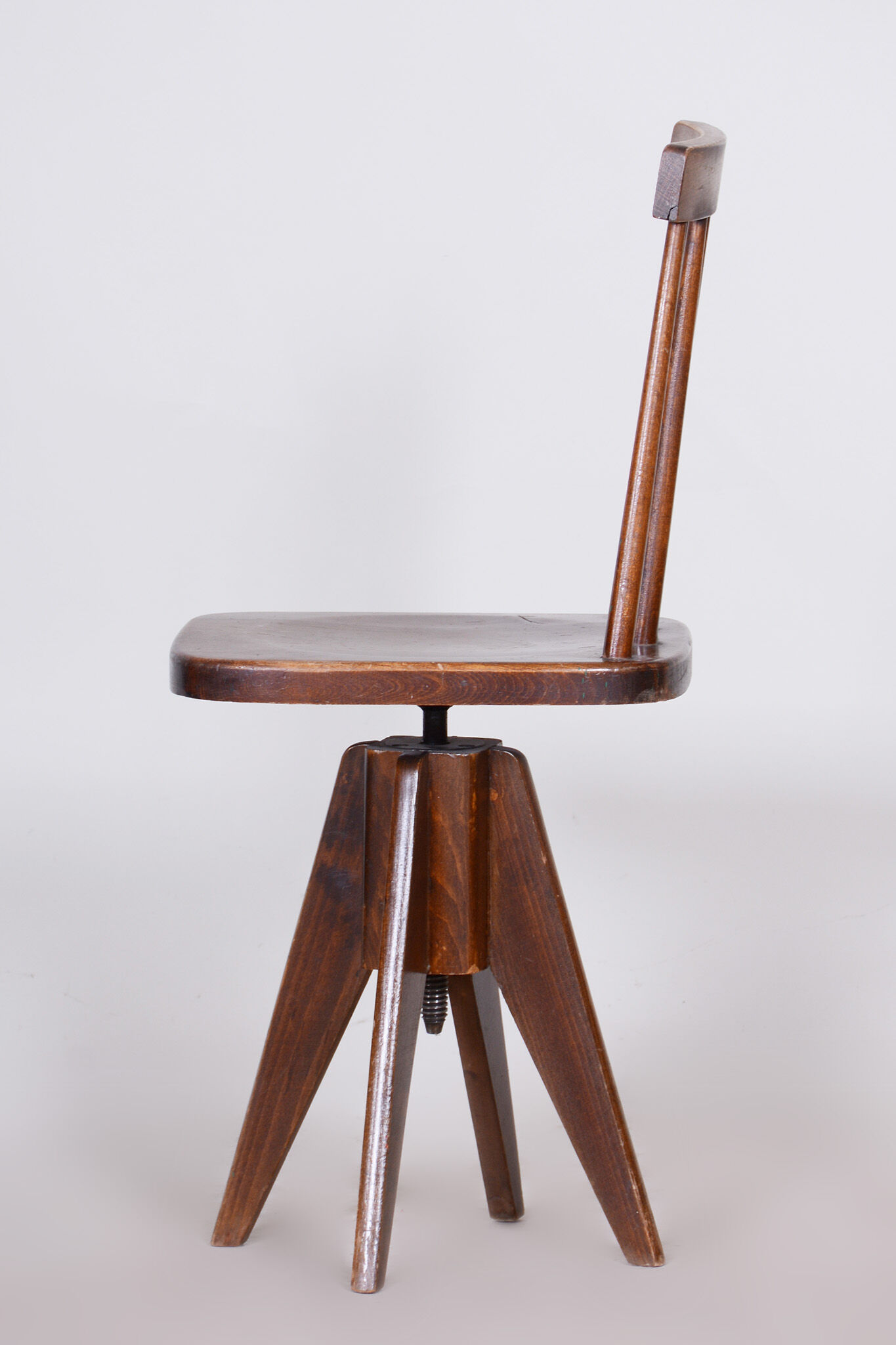 Brown mid-century beech swivel chair, 1960s