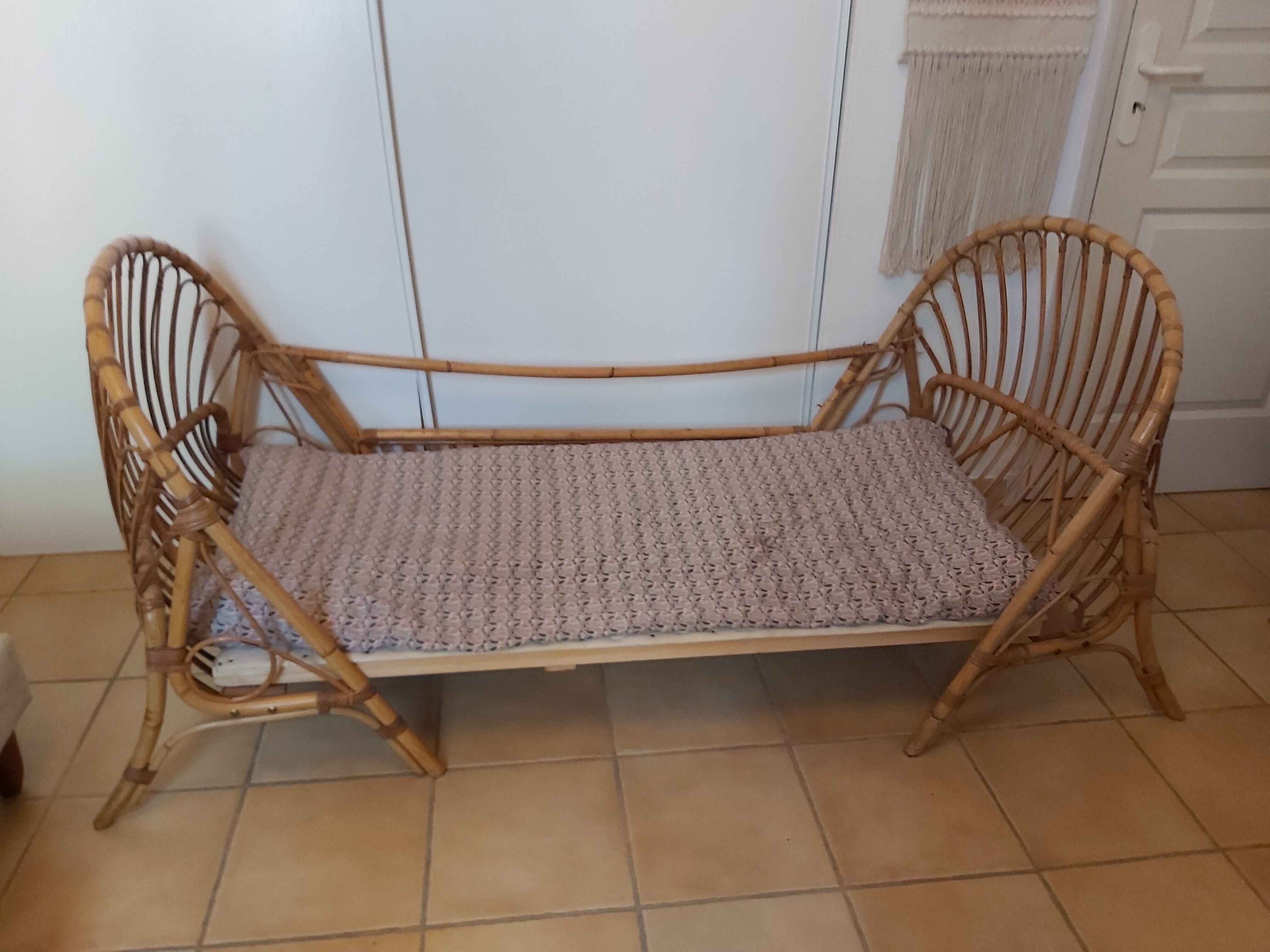Daybed for child in vintage rattan