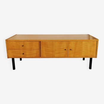 Vintage low sideboard in blond wood 1970