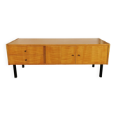 Vintage low sideboard in blond wood 1970