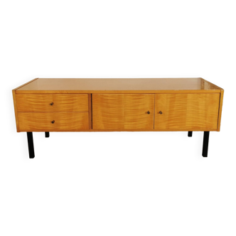 Vintage low sideboard in blond wood 1970