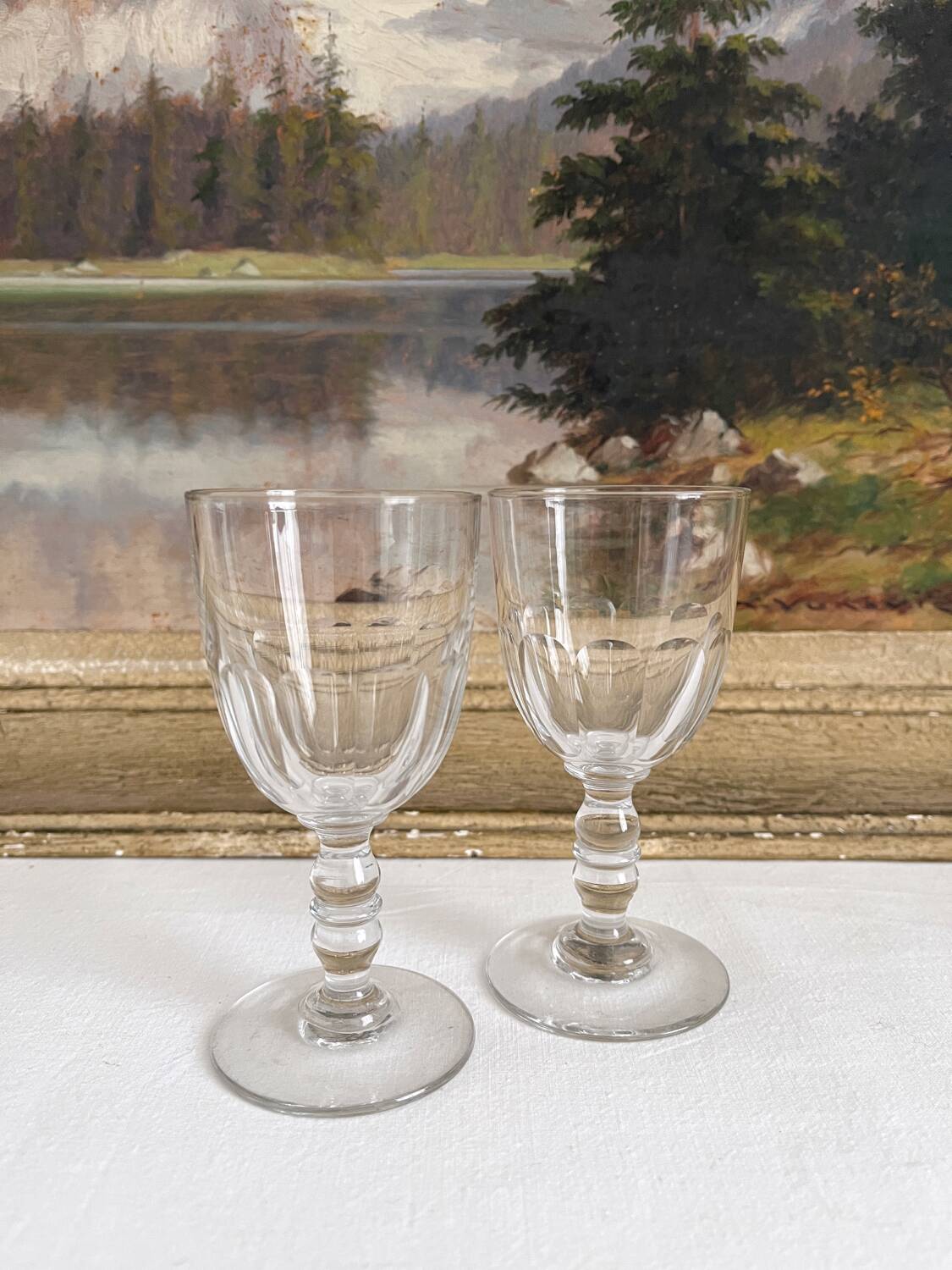 2 old aperitif or port wine glasses from the 19th century