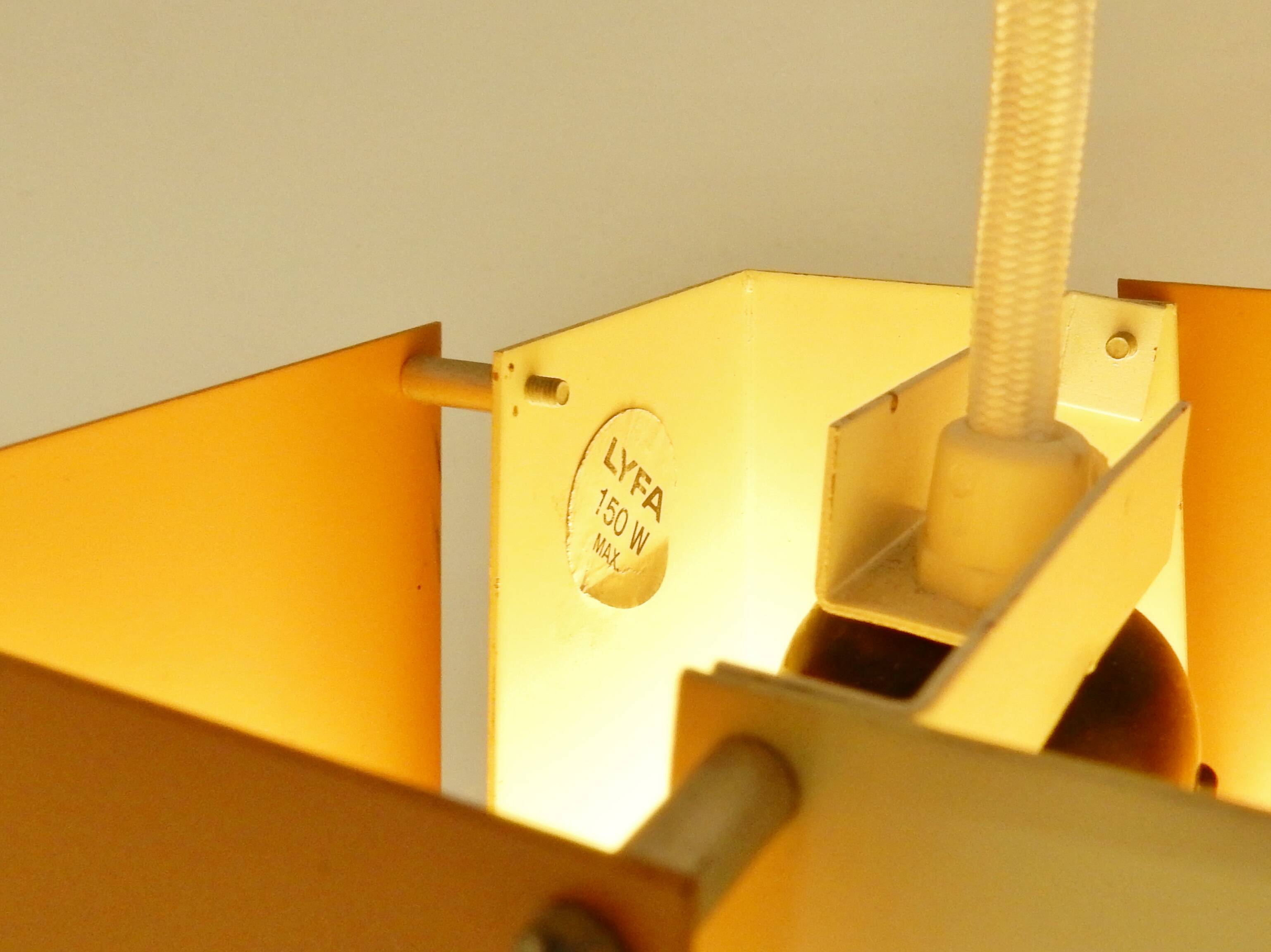 Rare metal pendant light for Lyfa, Denmark 1960's