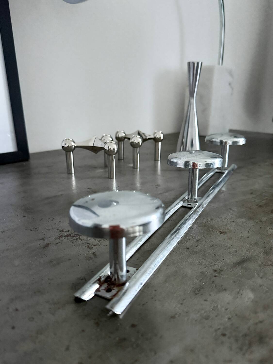 Vintage chrome wall coat rack