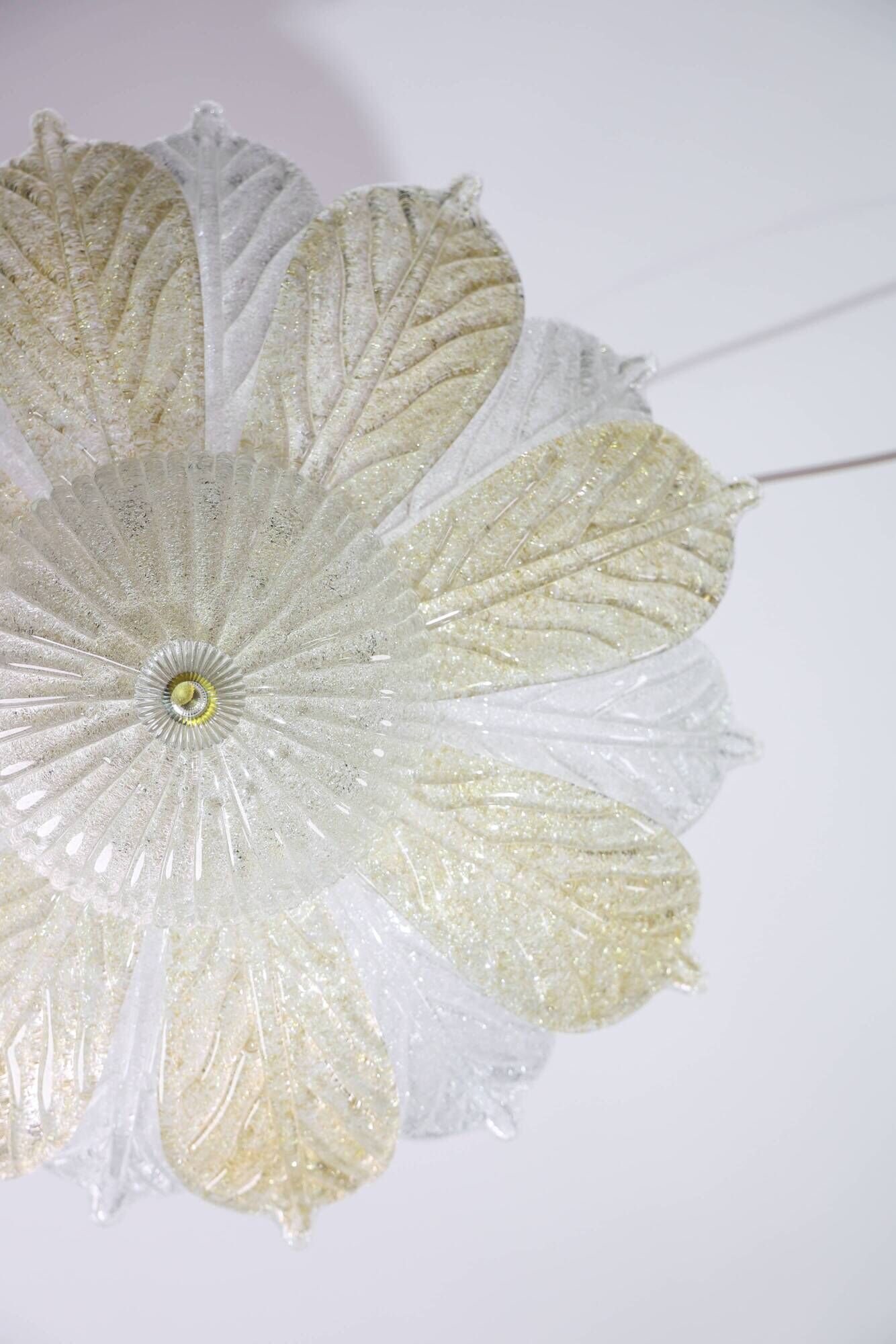 Set of 2 Vintage Italian Murano Glass Amber and trasparent Ceiling Light