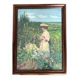 Painting: oil on canvas - woman with umbrella