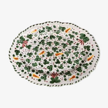 Oval dish 35cm green flowers