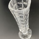 Glass vase, soliflore type, with square patterns