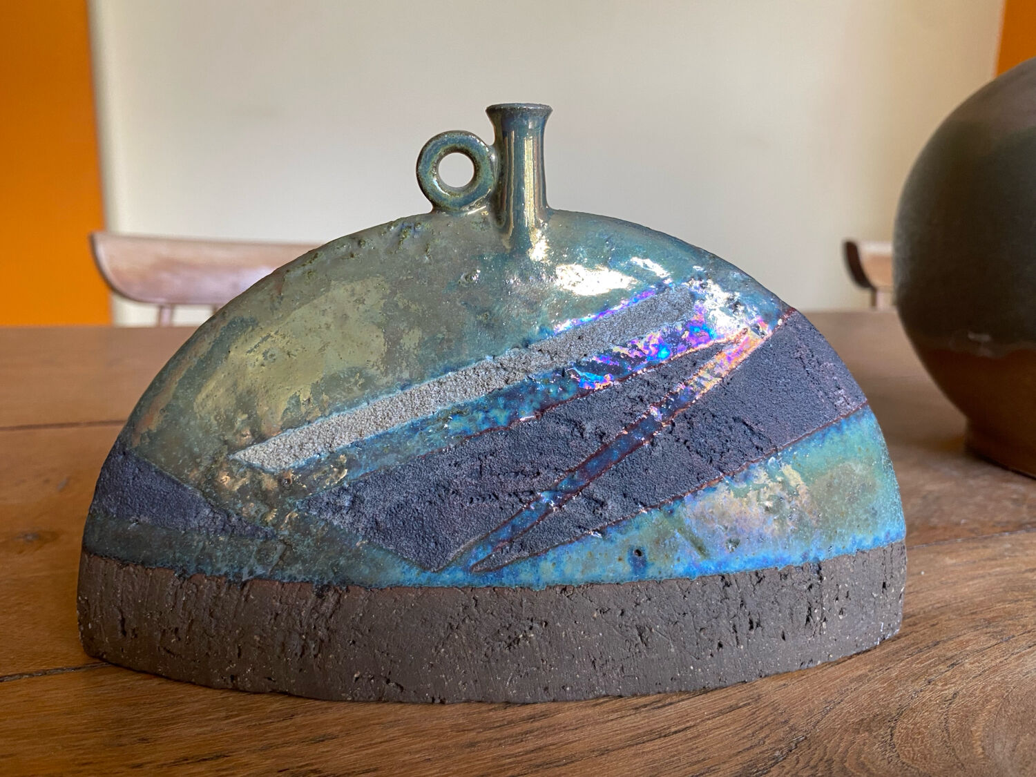 Handcrafted raku vase