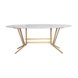 1960s Italian Dining Table With oval Carrara Marble Top And Iron Structure