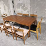 Scandinavian vintage telescopic extendable teak table 1970