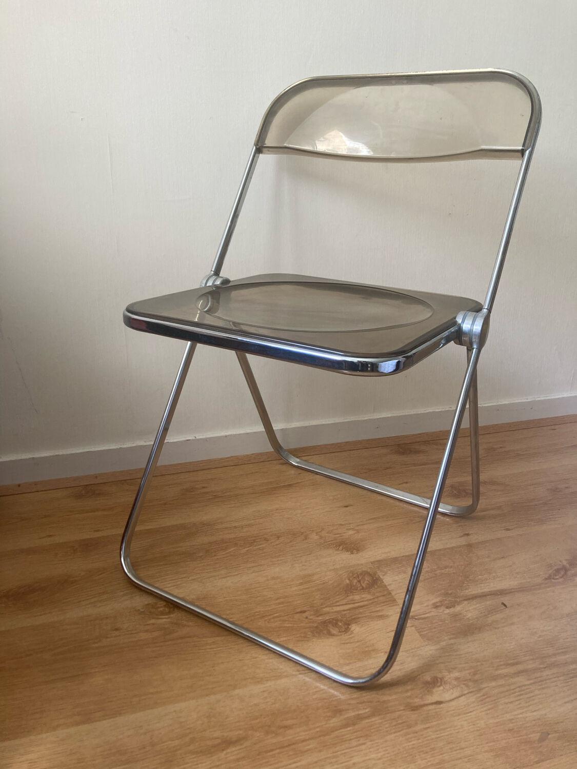 Chair Plia plexi smoked brown by Giancarlo Piretti for Castelli