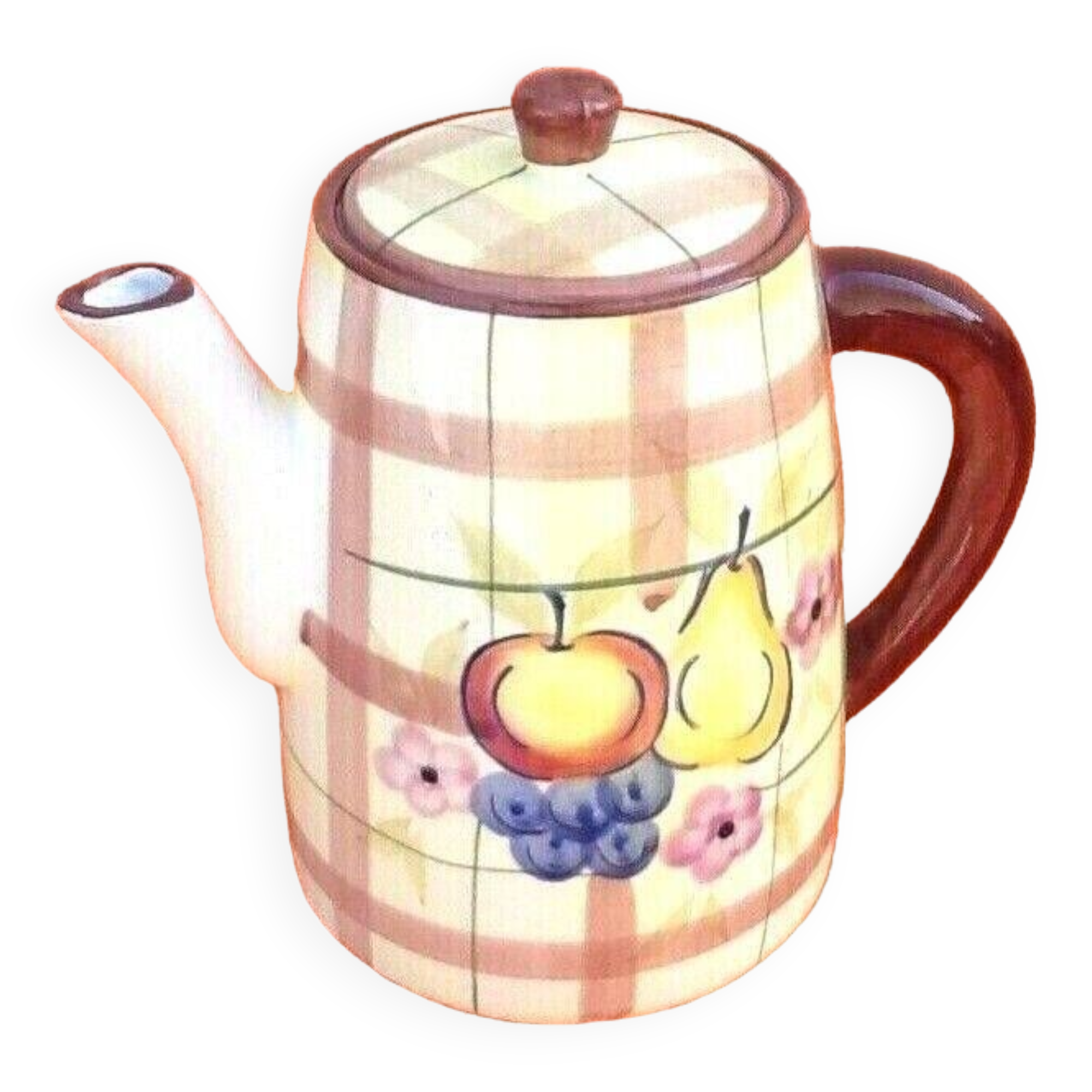 Ceramic coffee maker with fruit decoration