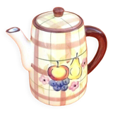 Ceramic coffee maker with fruit decoration