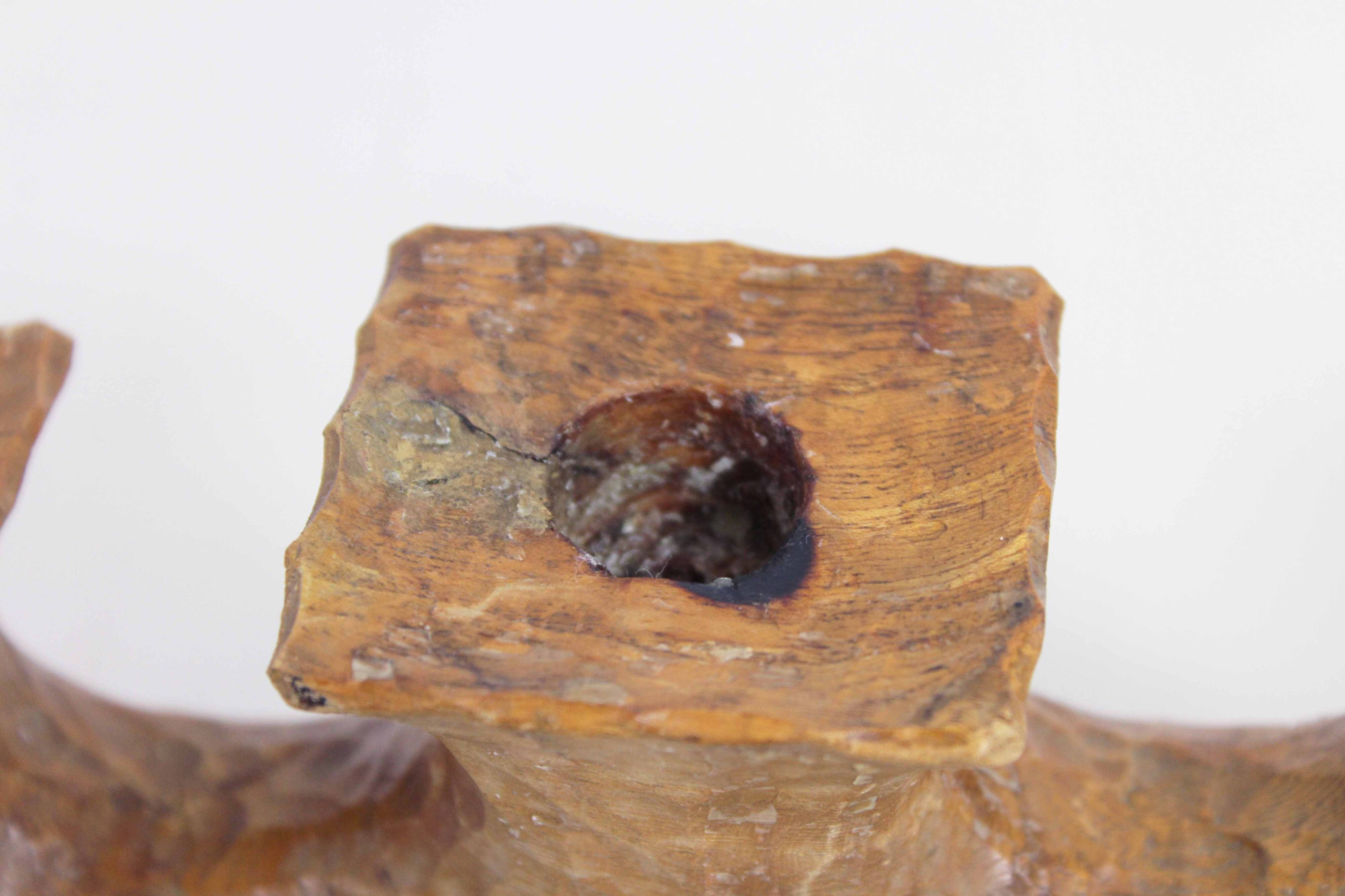 Anthroposophical candle holder in carved wood