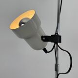 Vintage adjustable floor lamp, matte white lacquered metal and chrome, France 1970.